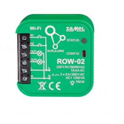 Odbiornik WI-FI dopuszkowy 2-kanałowy dwukierunkowy SUPLA ROW-02 ZAMEL (SPL10000003-WUN)